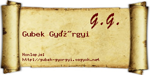 Gubek Györgyi névjegykártya
