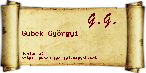 Gubek Györgyi névjegykártya